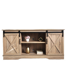 Wood Storage Cabinet with Doors and Shelve Sliding Barn Doors TV Stand for Home Living Room